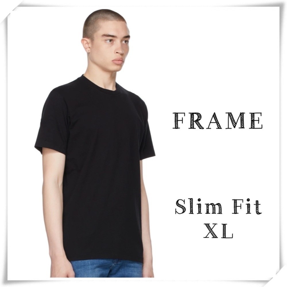 Frame Denim Logo Noir Slim Fit Cotton T-Shirt Black STYLE# LMTS0082